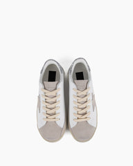 White Nappa Leather Sneakers with Gray Star