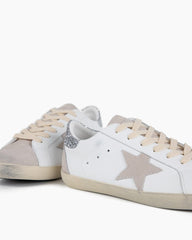 White Nappa Leather Sneakers with Gray Star