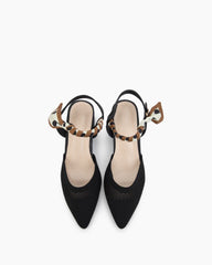 (Clean Up - US 7) Knit Comfortable Low Block Heel Slingback Pumps