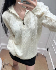 Women's Cable knit Half Zip Sweater