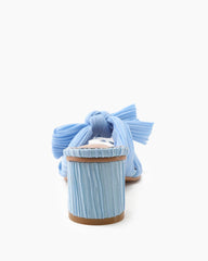 (Clean Up - Delivery in 3-5 days) Pleated Bow Open Toe Chunky Block Heel Sandals