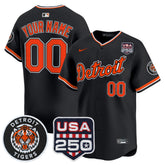 DET 2026 Alternate Vapor Premier Limited Custom Jersey - 250America Patch - All Stitched
