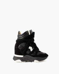 Genuine Leather and Suede High-top Wedge Sneakers