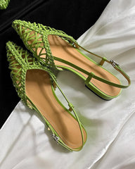 (Clean Up - US 8) Woven Comfortable Slingback Braided Flat Sandals