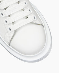 Women's Daily Commute Polished White Leather Sneakers