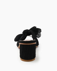 (Clean Up - Delivery in 3-5 days) Pleated Bow Open Toe Chunky Block Heel Sandals