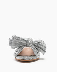 (Clean Up - Delivery in 3-5 days) Pleated Bow Open Toe Chunky Block Heel Sandals