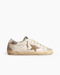 Women’s Coffee Run Leather Low-Top Gold Glitter Star Sneakers