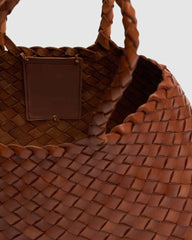 Large Brown Handbag Woven Leather Tote Bag