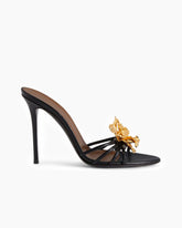 Gold Floral Strappy High Heel Pumps