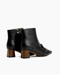 (Clean Up - US 7) Metal Buckle Tassel Block Heel Ankle Boots