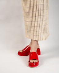 (Clean Up - US 7/ US 7.5) Patent Leather Sexy Wedge High Heel Platform Sandals