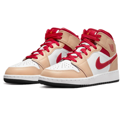 Air Jordan 1 Mid 'Light Curry Cardinal Red'