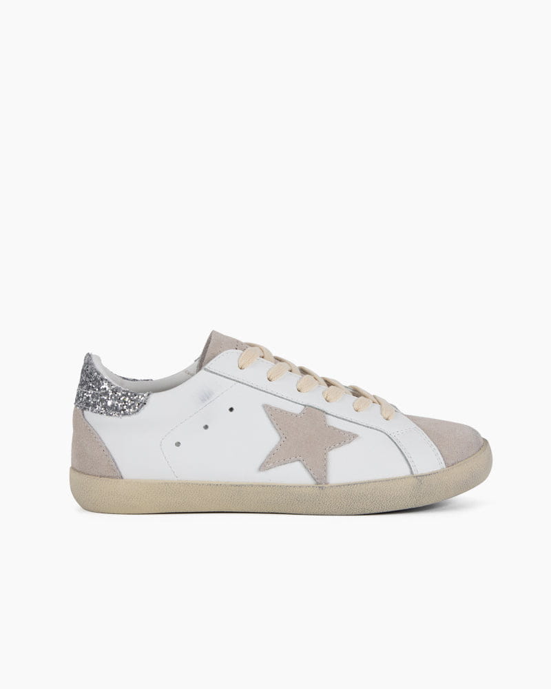 White Nappa Leather Sneakers with Gray Star