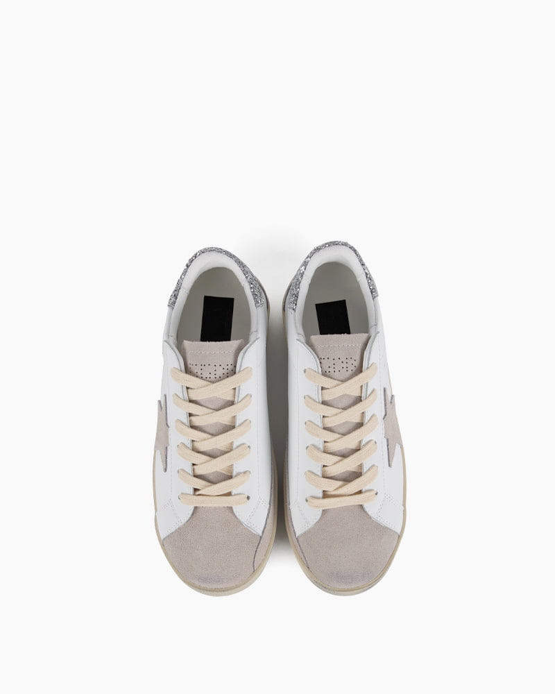 White Nappa Leather Gray Star Sneakers