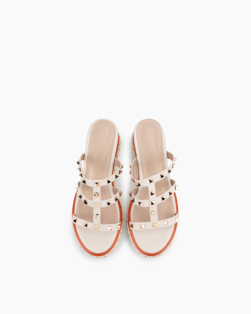 (Clean Up - US 10) Espadrille Wedges Slides Rivets Sandals