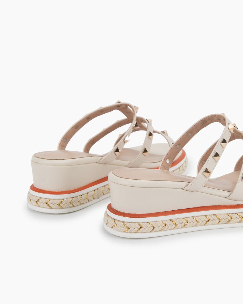 (Clean Up - US 10) Espadrille Wedges Slides Rivets Sandals