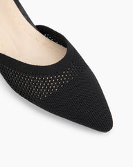 (Clean Up - US 7) Knit Comfortable Low Block Heel Slingback Pumps