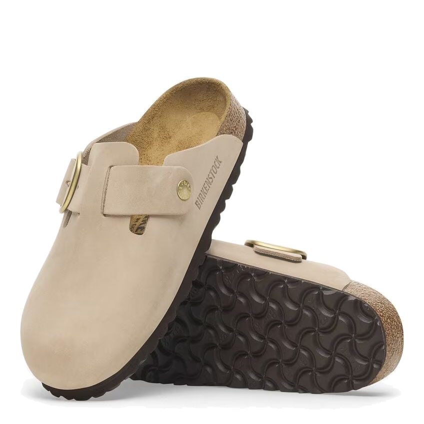 Boston Big Buckle Nubuck Leather Sandcastle (Women)