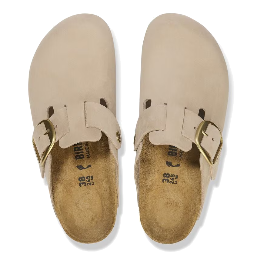 Boston Big Buckle Nubuck Leather Sandcastle (Women)