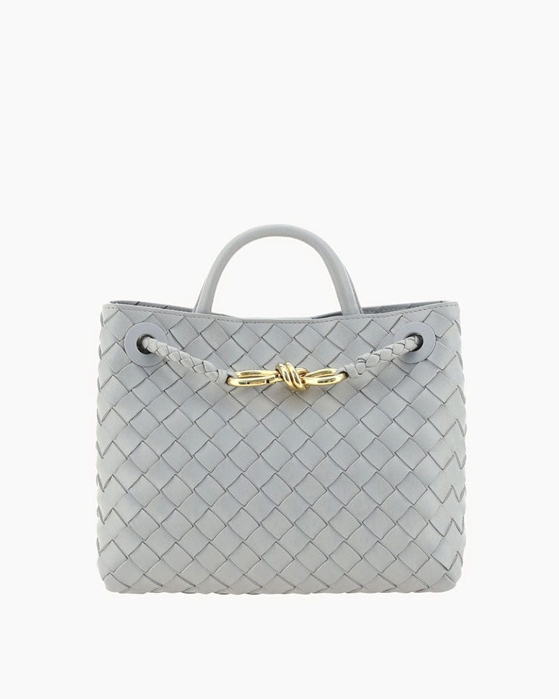 Women's Woven Leather Quilted Top Handle Bag