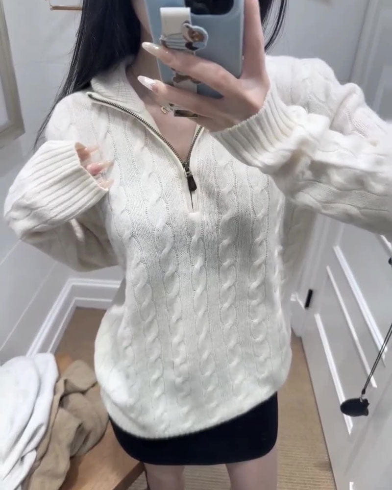 Women's Cable knit Half Zip Sweater