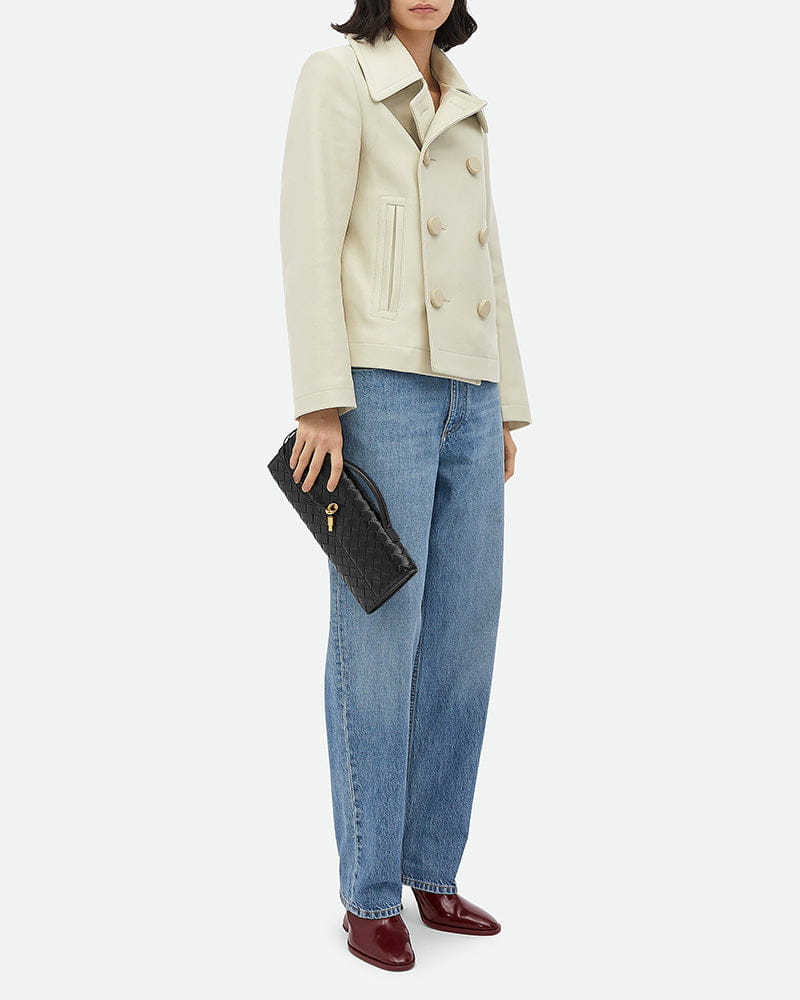 Vespera Leather Top Handle Clutch with Knot Closure