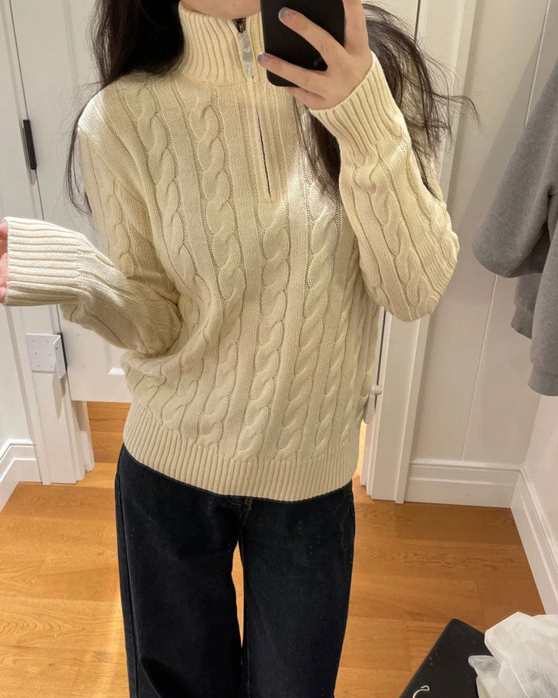 Women's Cable knit Half Zip Sweater