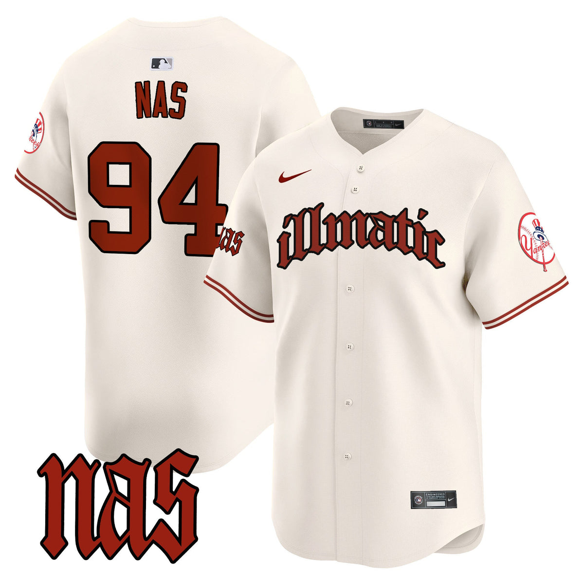 NYY Nas Illmatic Vapor Premier Limited Jersey - All Stitched
