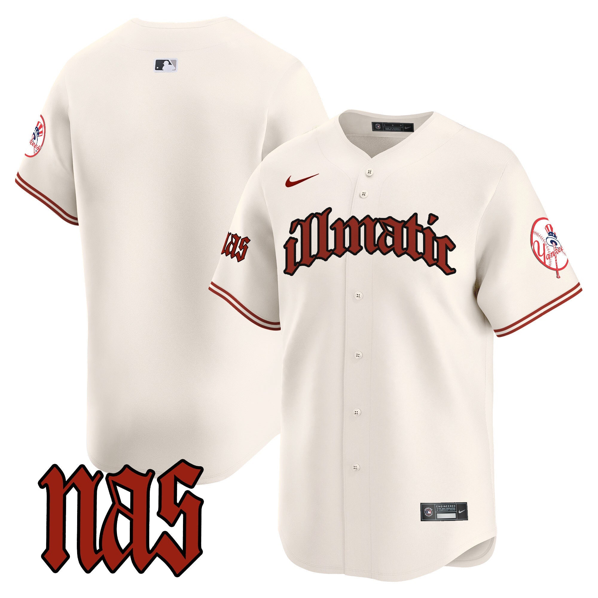 NYY Nas Illmatic Vapor Premier Limited Jersey - All Stitched