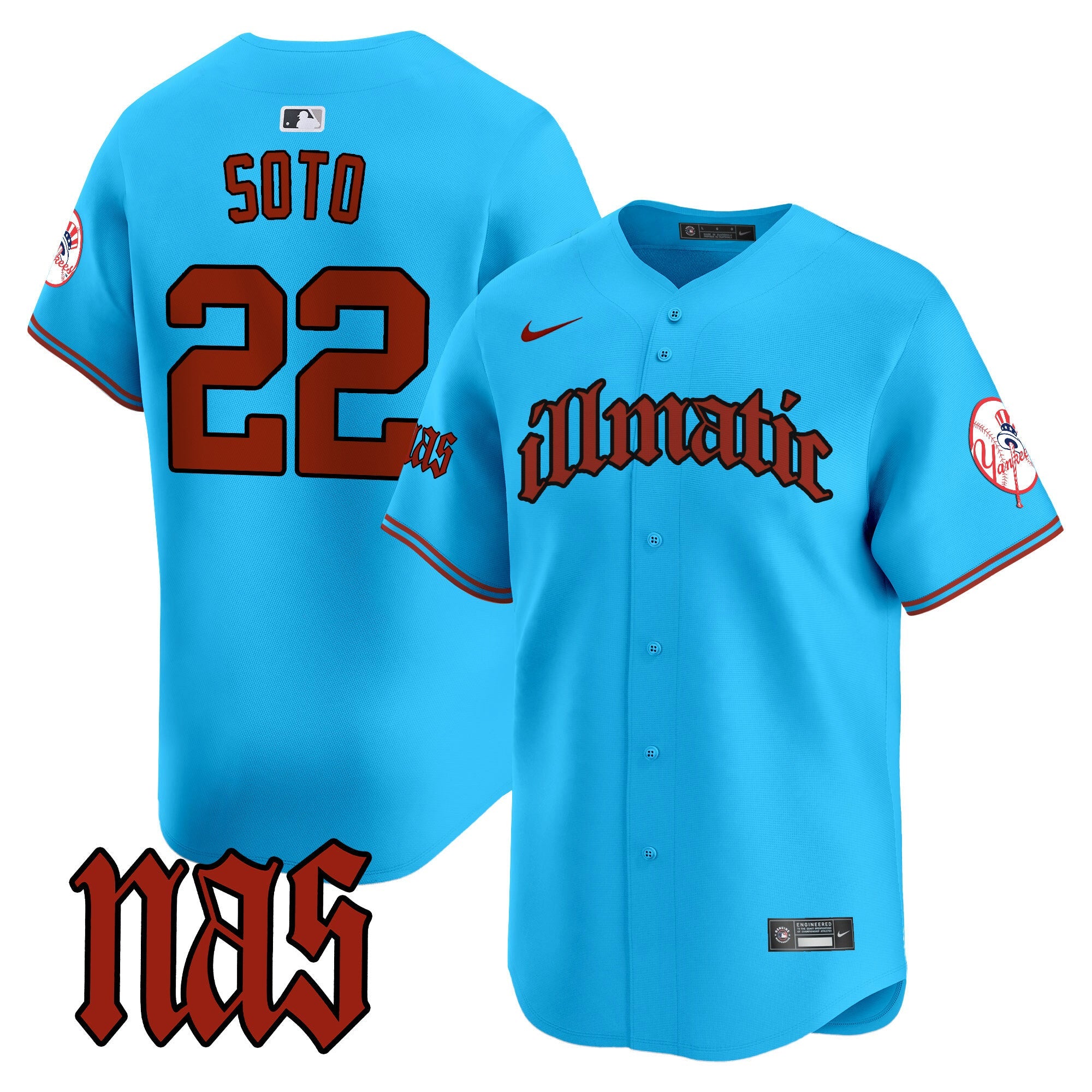 NYY Nas Illmatic Vapor Premier Limited Jersey - All Stitched