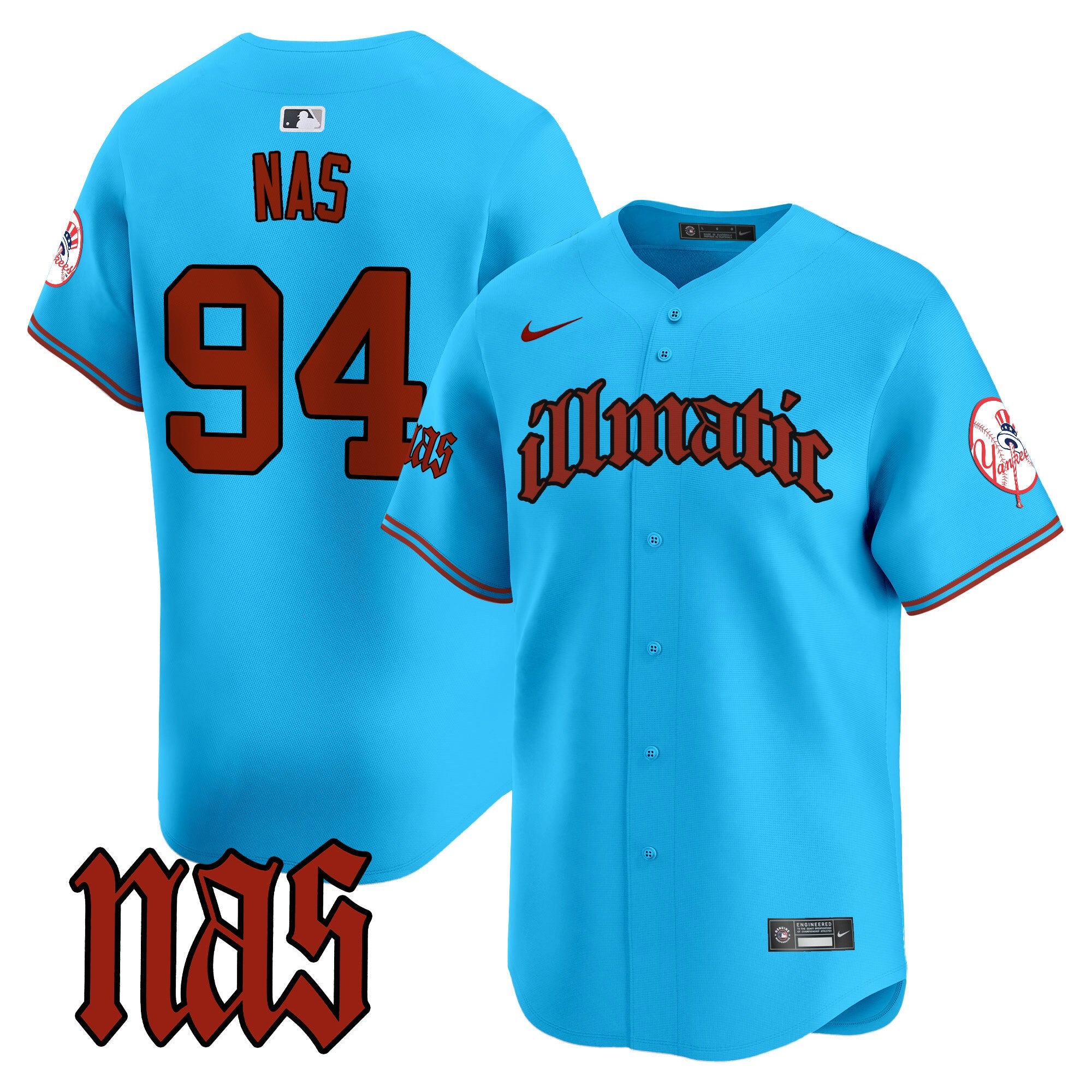 NYY Nas Illmatic Vapor Premier Limited Jersey - All Stitched