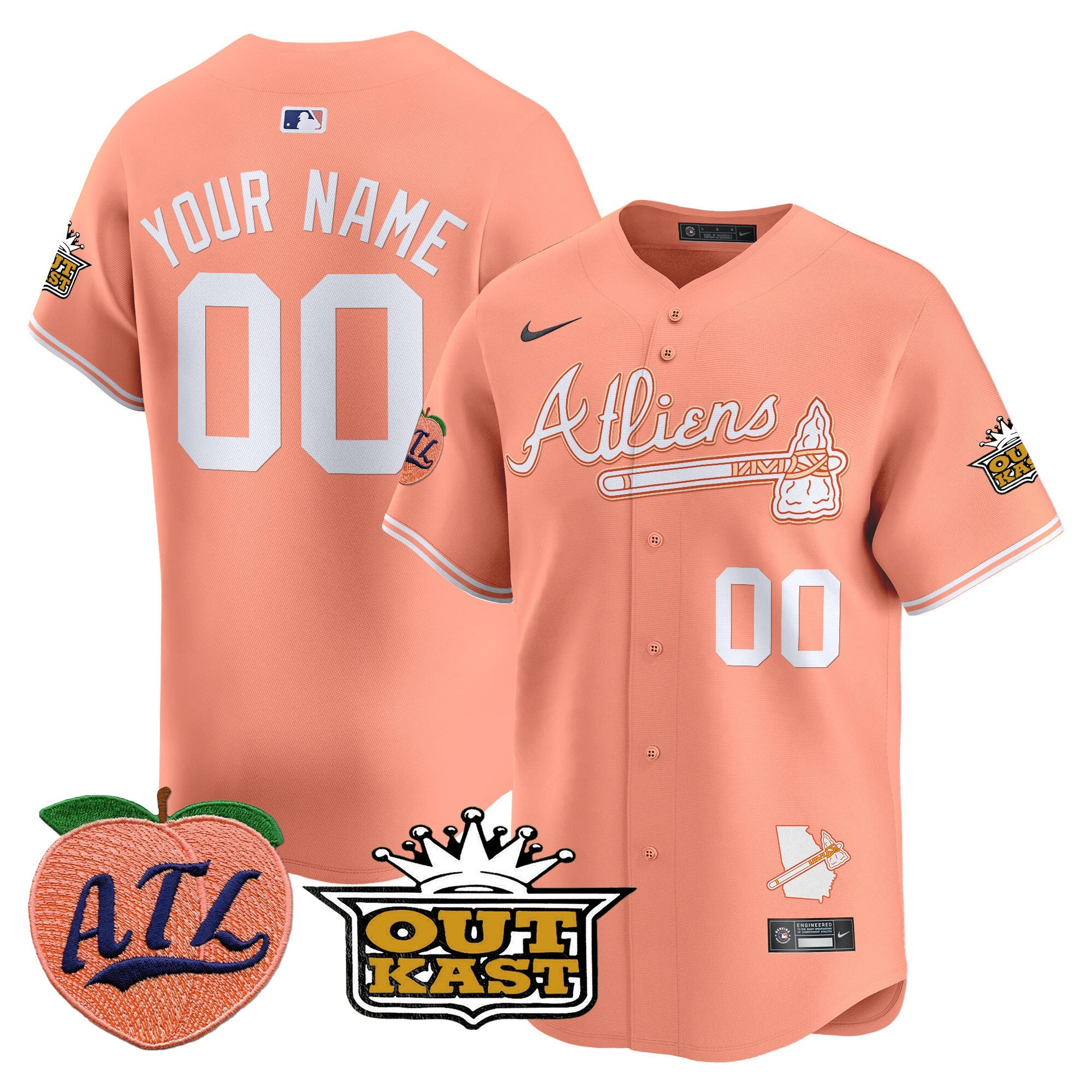 ATL Atliens & Peach Vapor Premier Limited Custom Jersey - All Stitched
