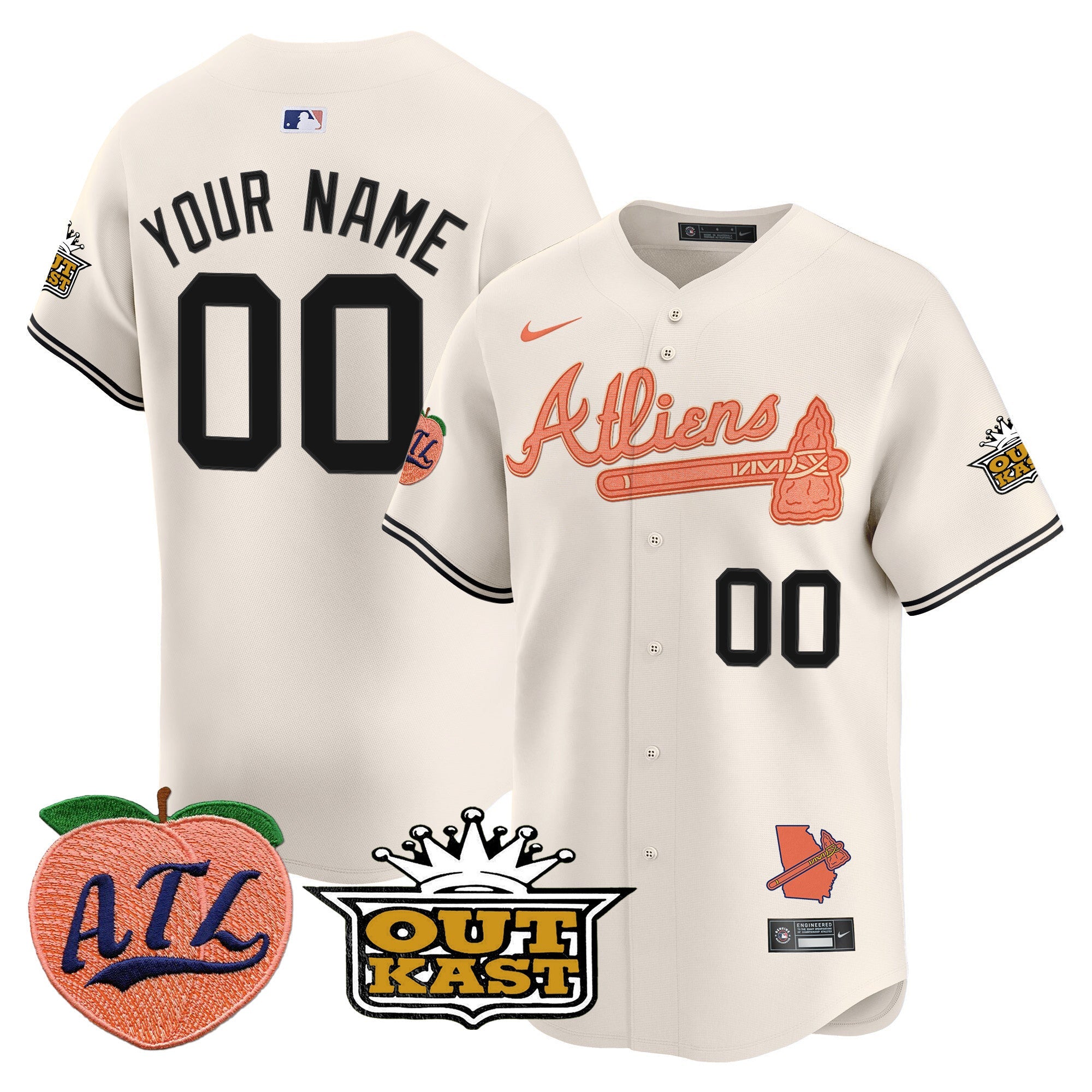 ATL Atliens & Peach Vapor Premier Limited Custom Jersey - All Stitched