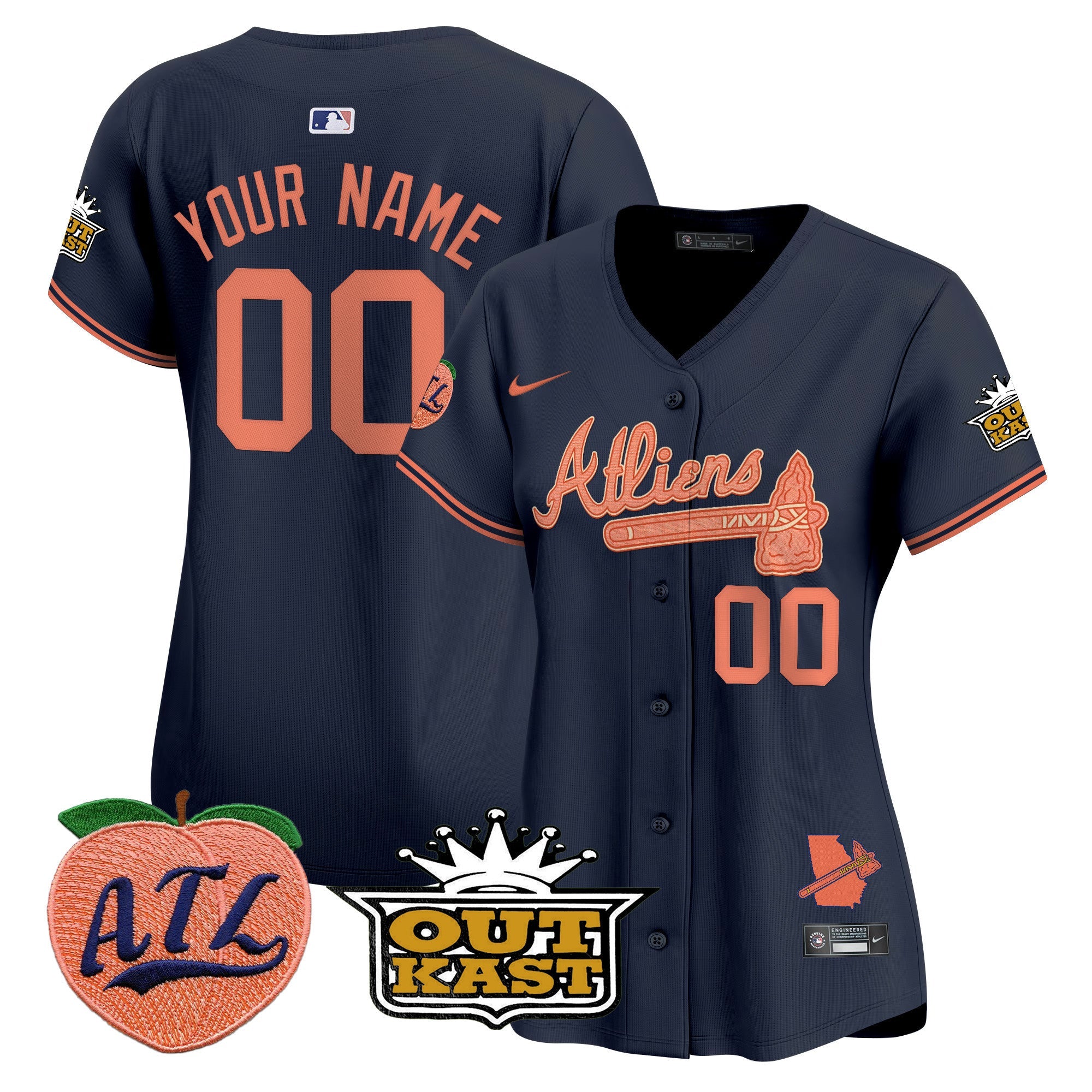 ATL Atliens & Peach Vapor Premier Limited Custom Jersey - All Stitched