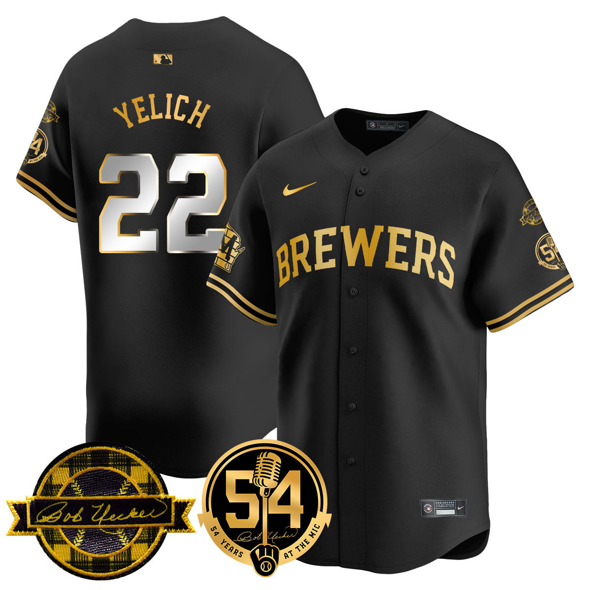 MIL Jersey - Bob Uecker, 54 Seasons for Brewers - All Stitched
