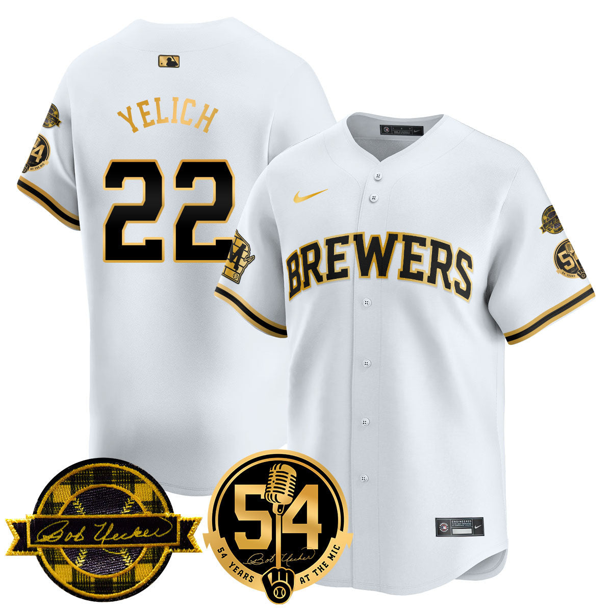 MIL Jersey - Bob Uecker, 54 Seasons for Brewers - All Stitched