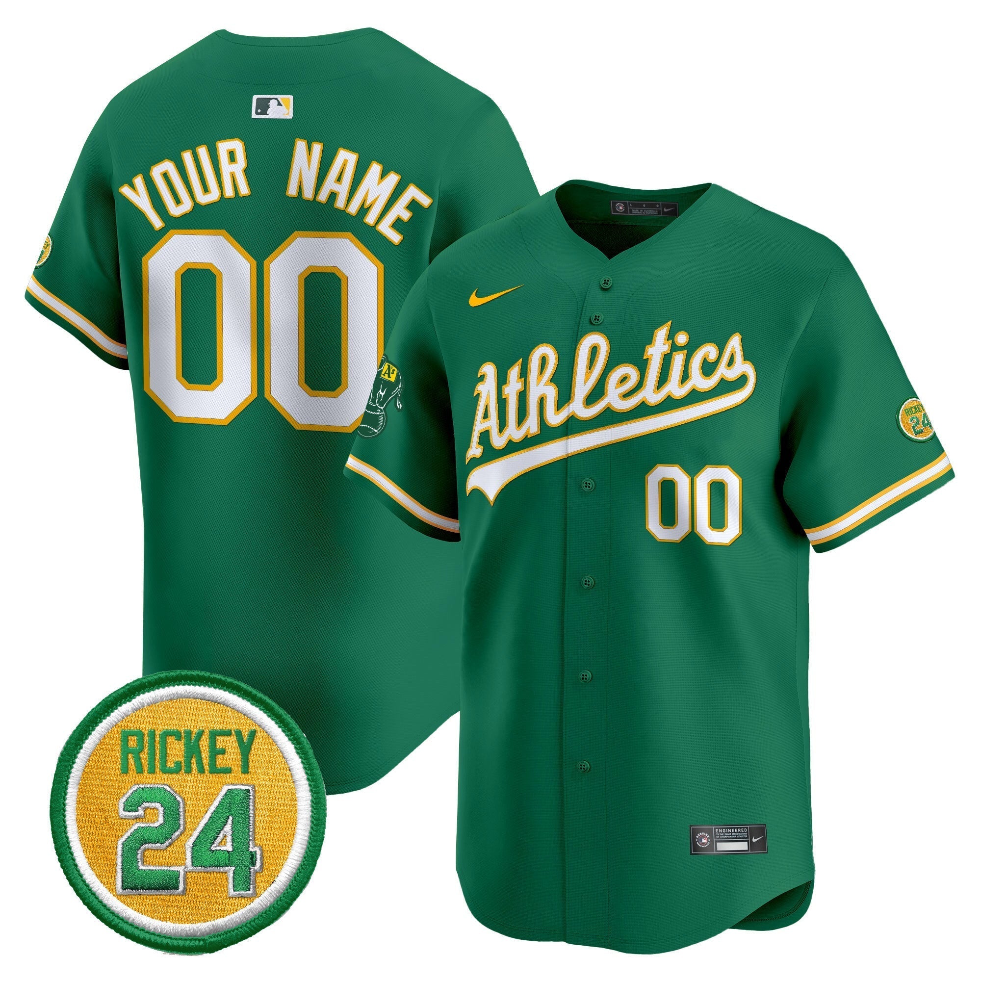 OAK Rickey Henderson Patch Vapor Premier Limited Custom Jersey - All Stitched