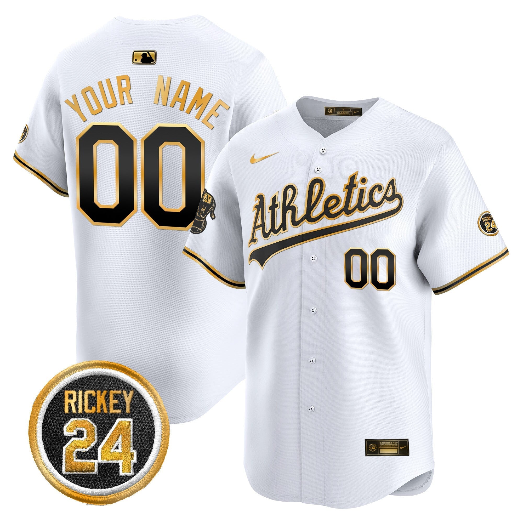 OAK Rickey Henderson Patch Vapor Premier Limited Custom Jersey - All Stitched