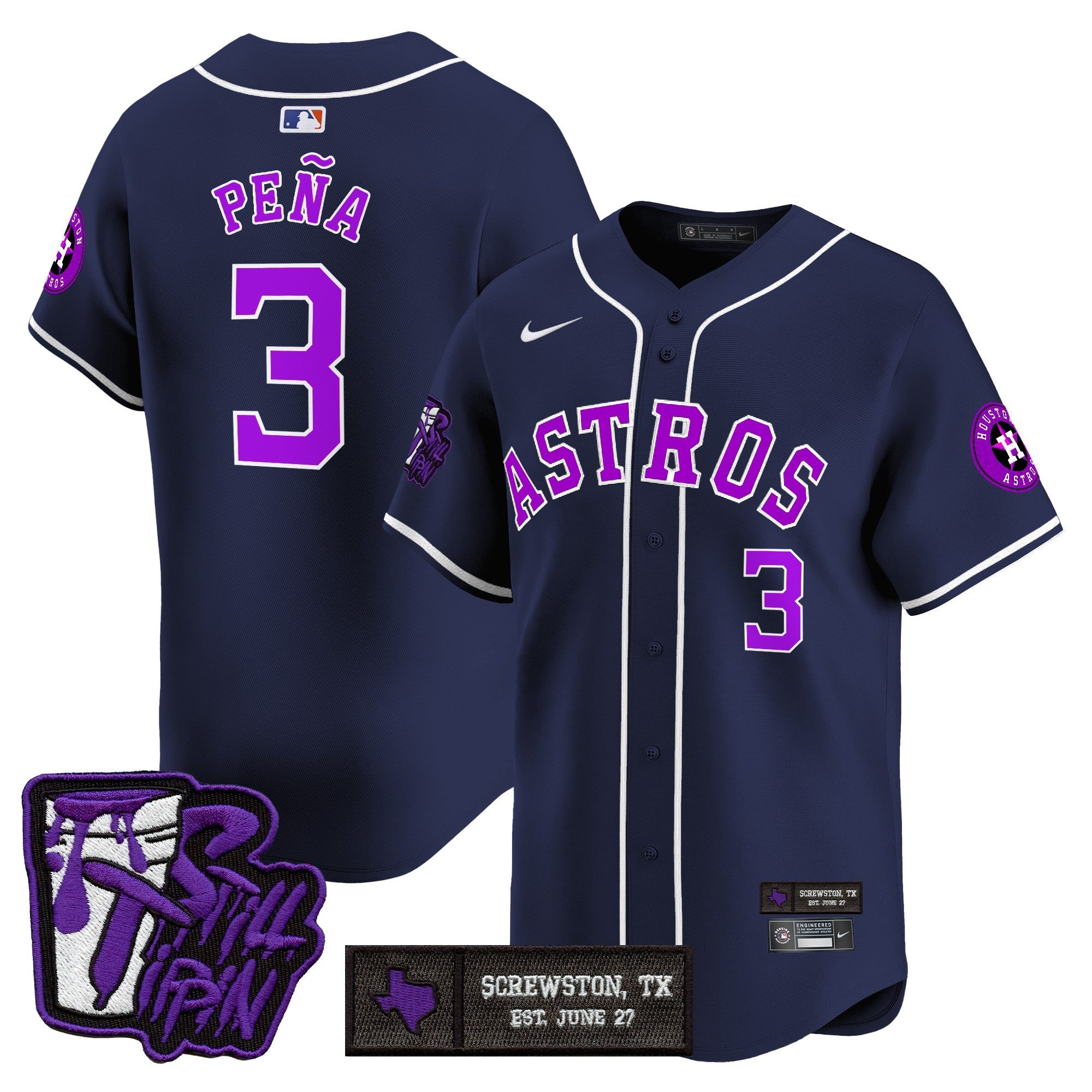 HOU DJ Screw Still Tippin Purple Patch Vapor Premier Limited Jersey - All Stitched
