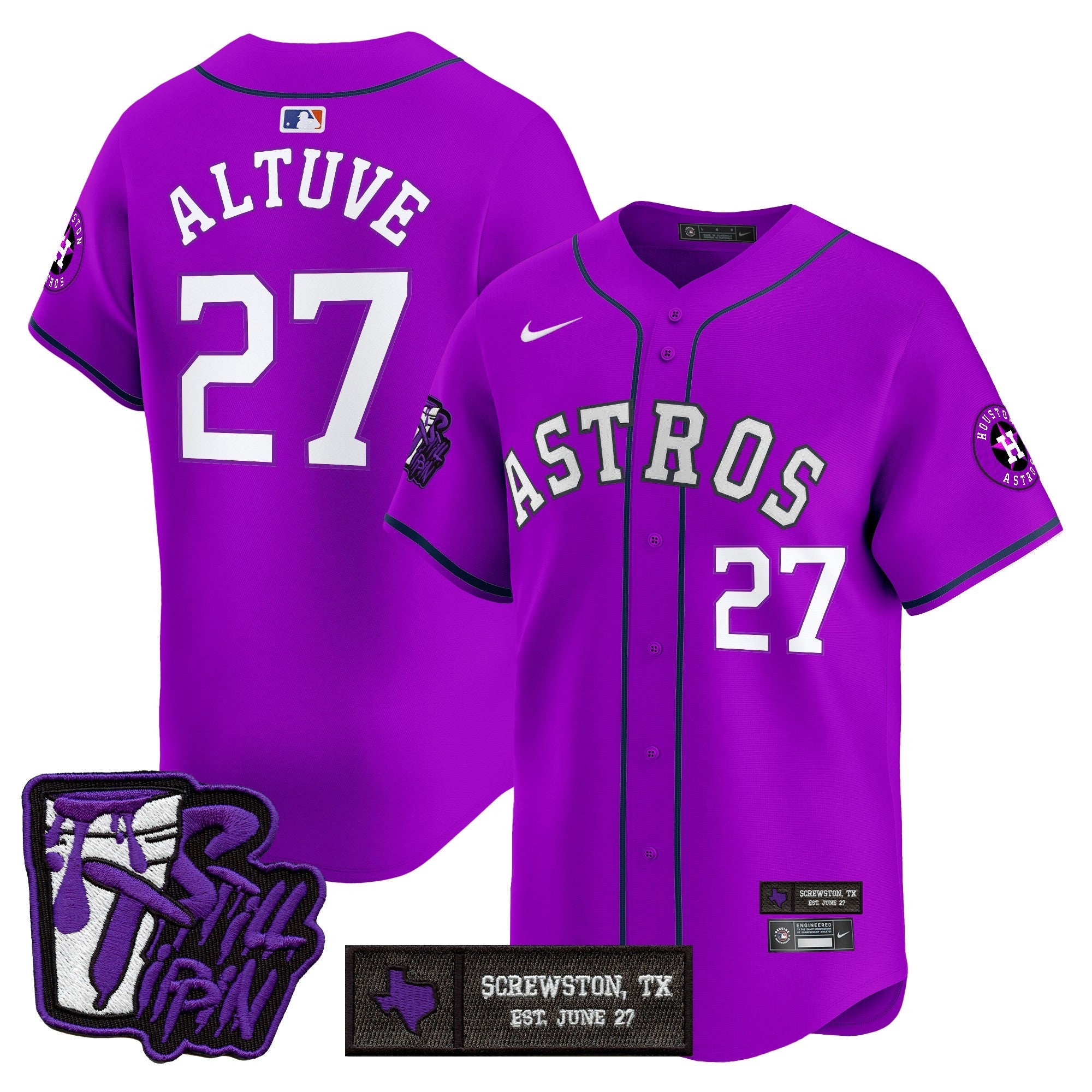 HOU DJ Screw Still Tippin Purple Patch Vapor Premier Limited Jersey - All Stitched