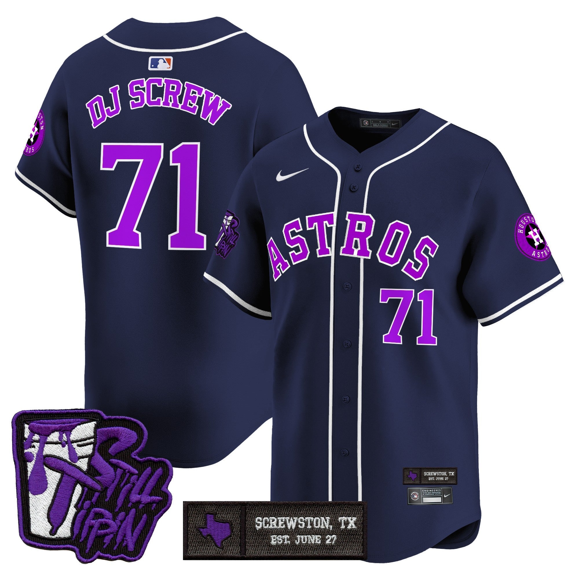 HOU DJ Screw Still Tippin Purple Patch Vapor Premier Limited Jersey - All Stitched