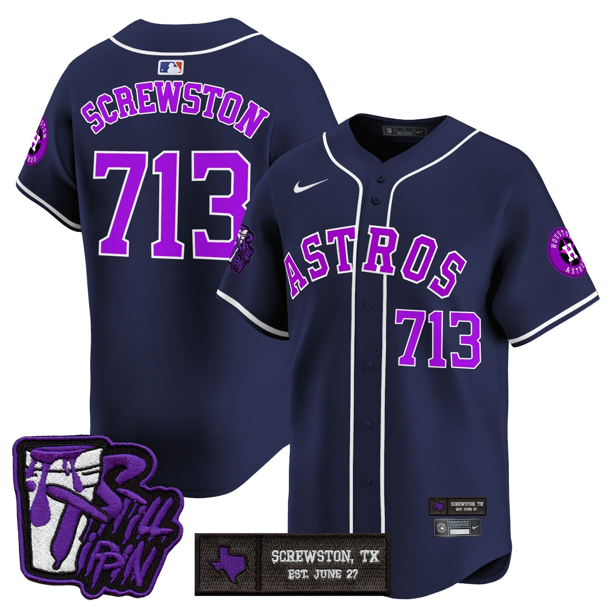 HOU DJ Screw Still Tippin Purple Patch Vapor Premier Limited Jersey - All Stitched