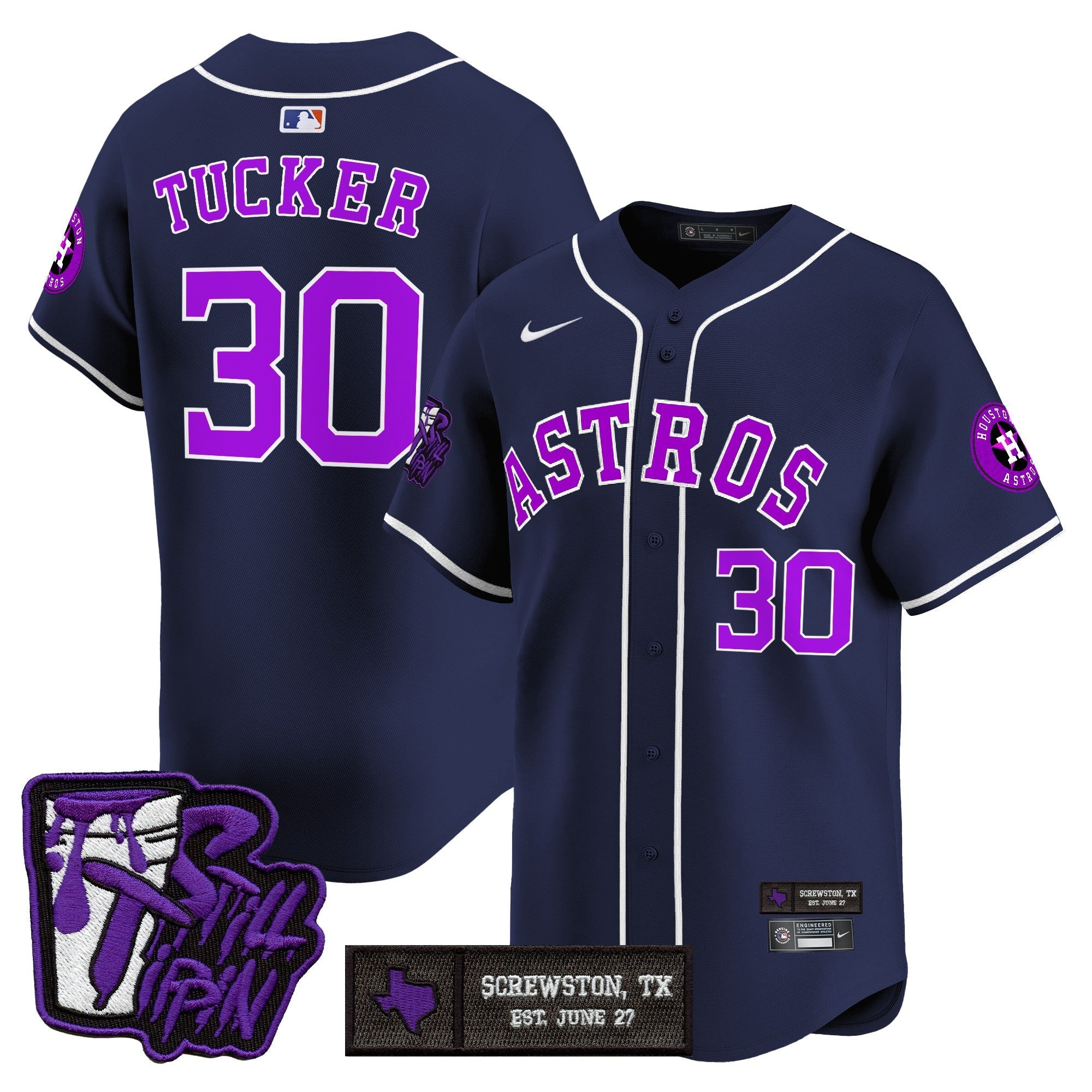 HOU DJ Screw Still Tippin Purple Patch Vapor Premier Limited Jersey - All Stitched