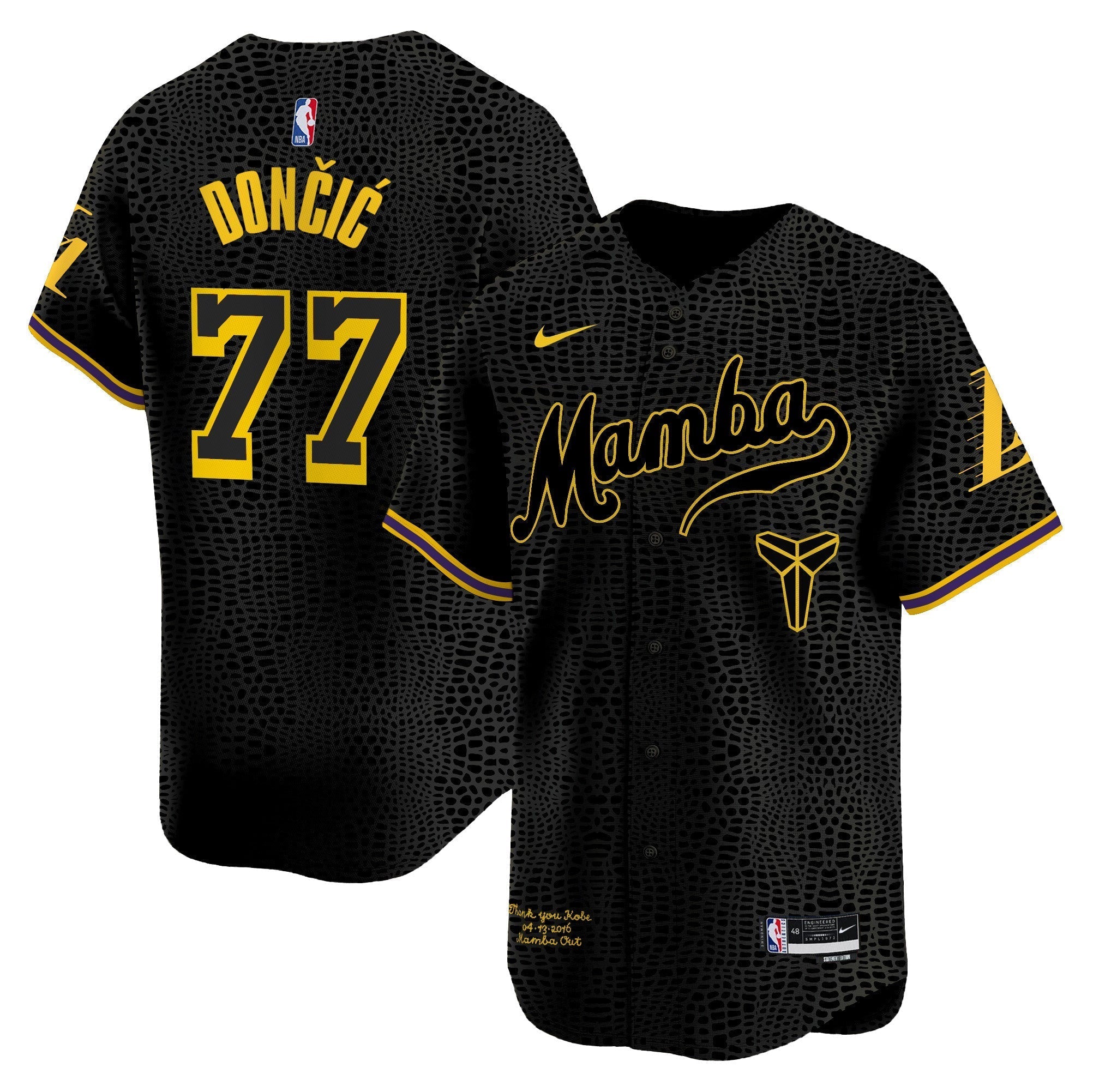 LAL Kobe Bryant Mamba Vapor Baseball Jersey - All Stitched