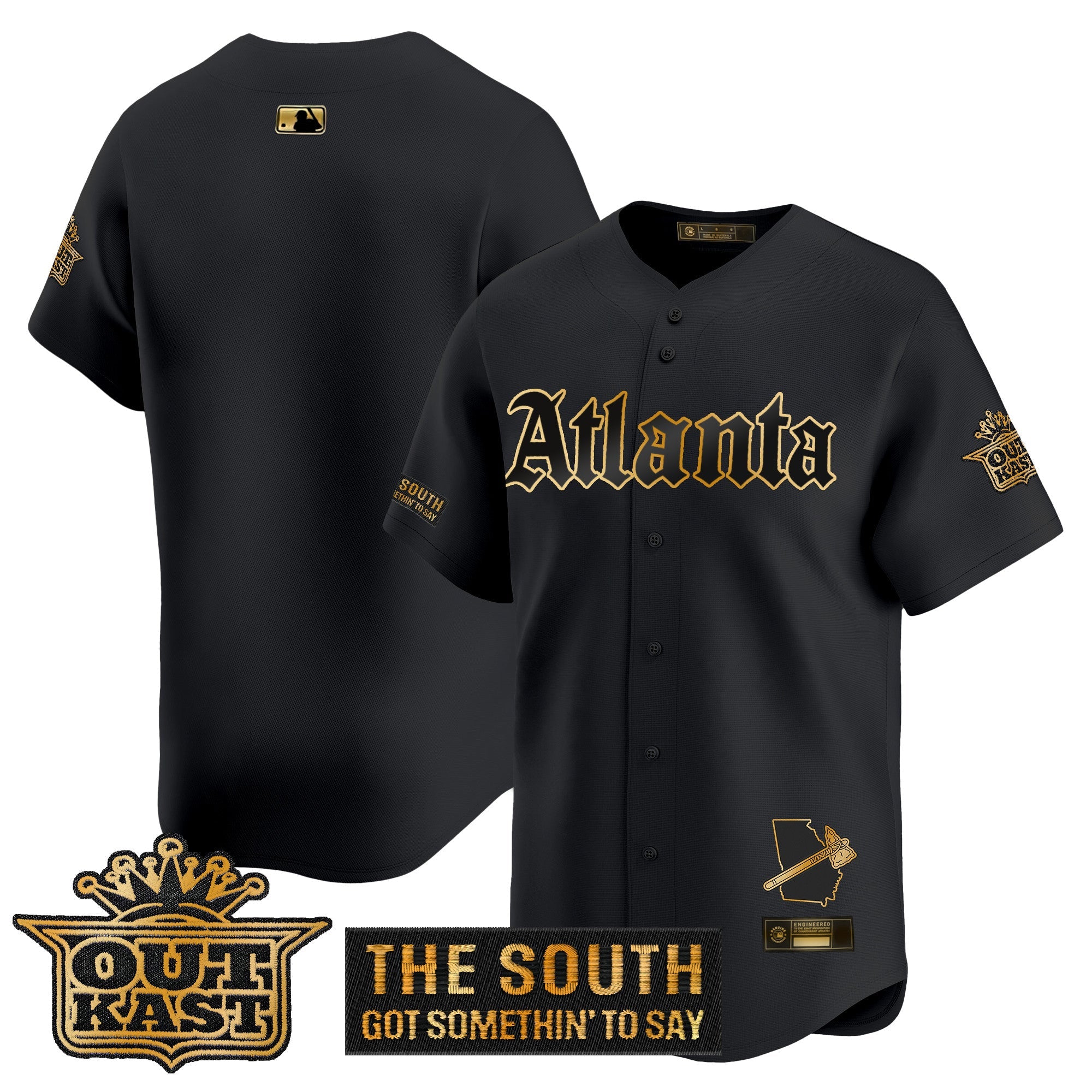 ATL 'Gothic South x Outkast Edition' Gold Vapor Premier Limited Jersey - All Stitched