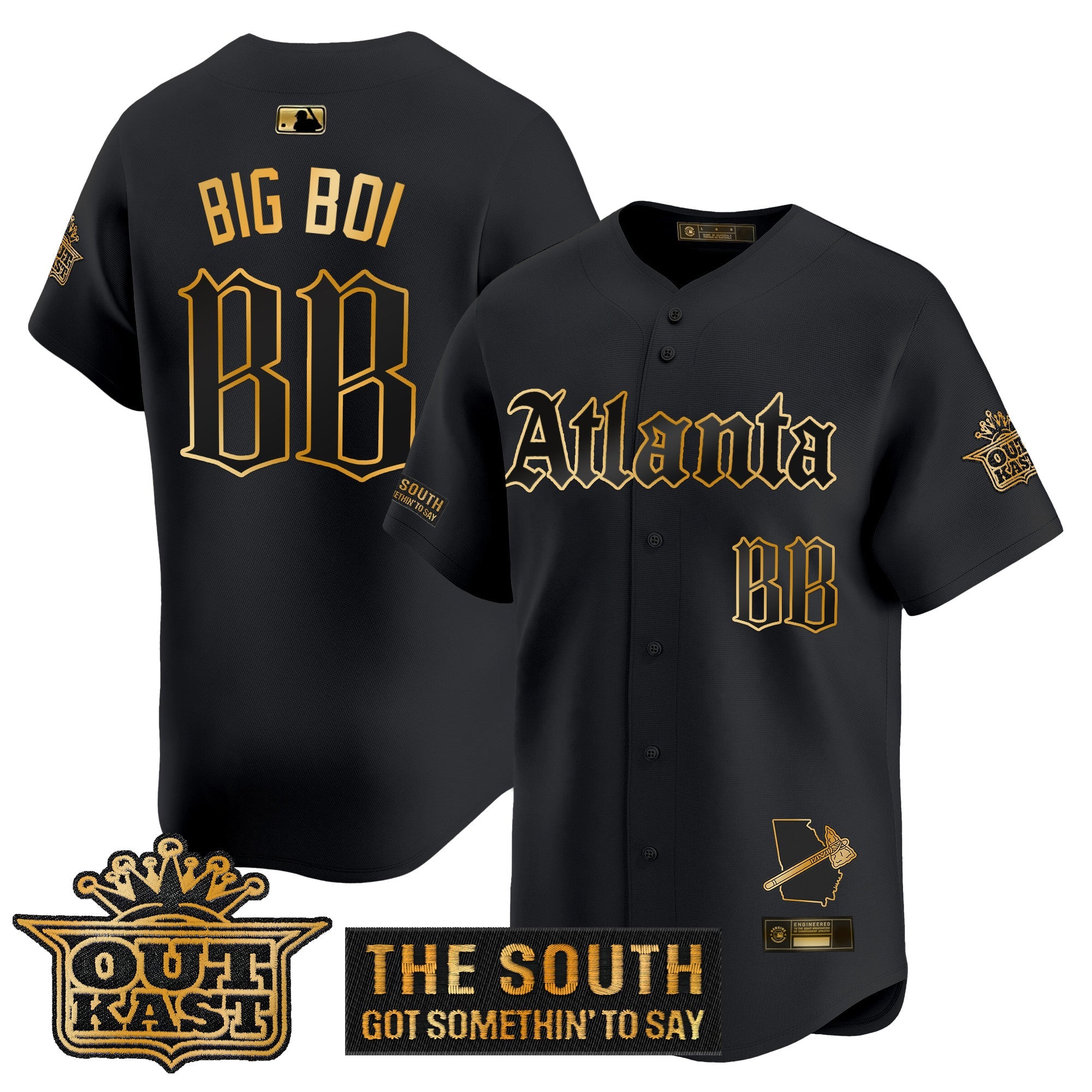 ATL 'Gothic South x Outkast Edition' Gold Vapor Premier Limited Jersey - All Stitched