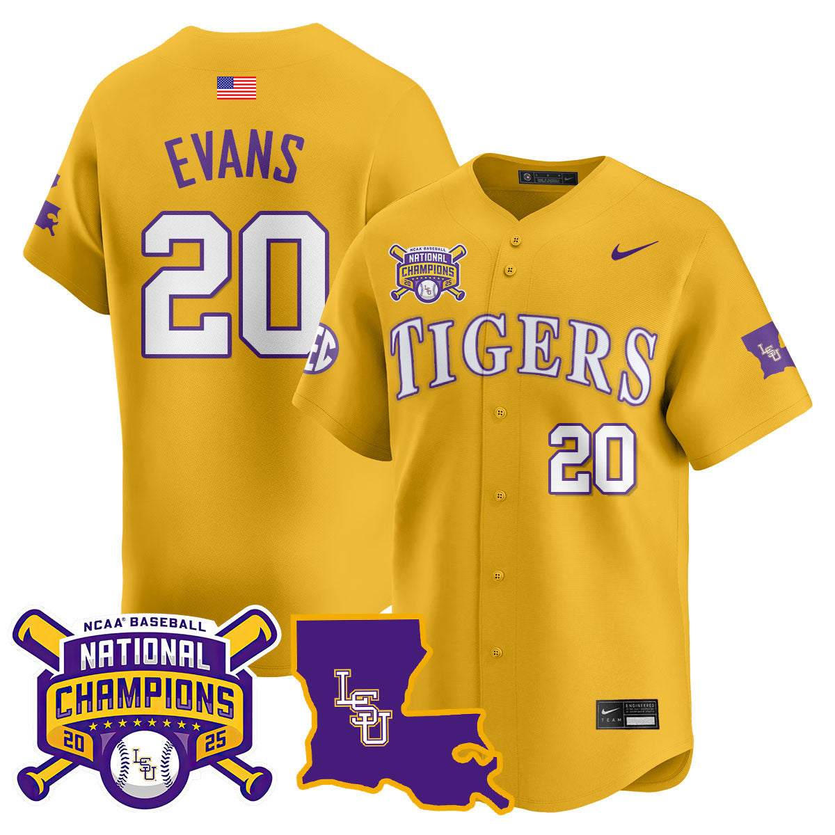 LSU 2025 World Series Champions Limited Jersey - All Stitched