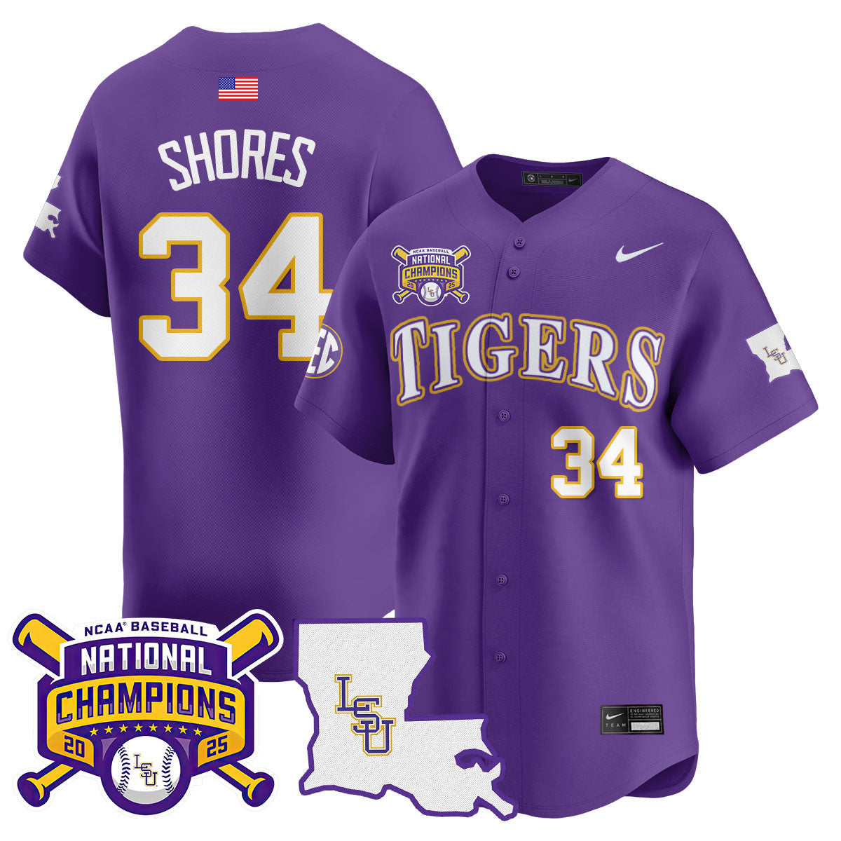 LSU 2025 World Series Champions Limited Jersey - All Stitched