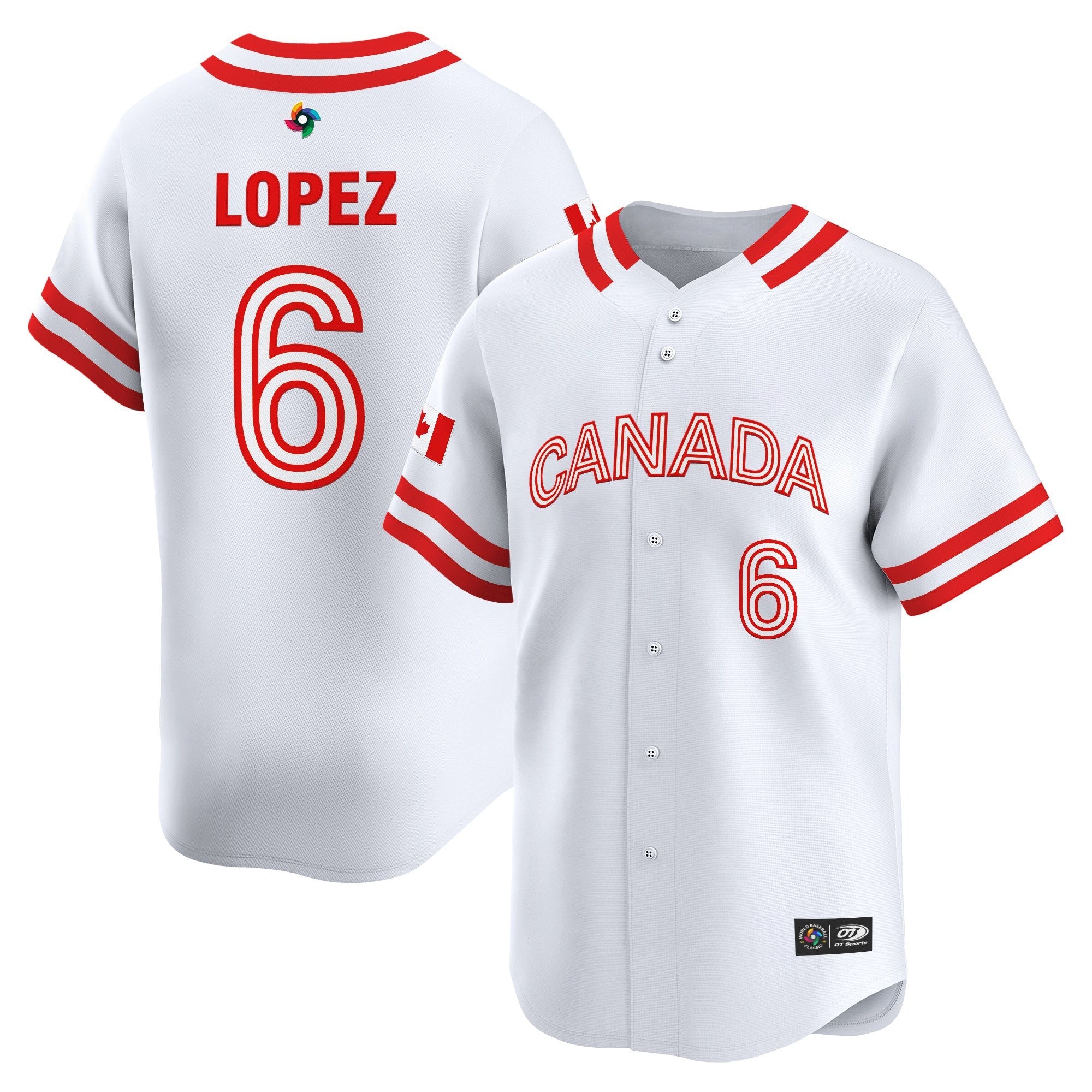 Team Canada World Baseball Classic Vapor Premier Jersey - 2026 Roster (Projected Number) - All Stitched